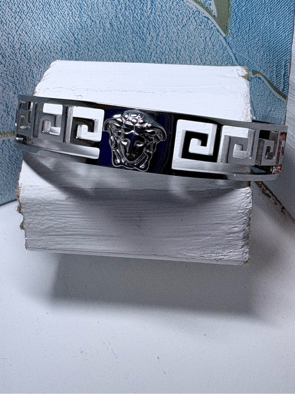 Silver Greek Key Bangle NWOT